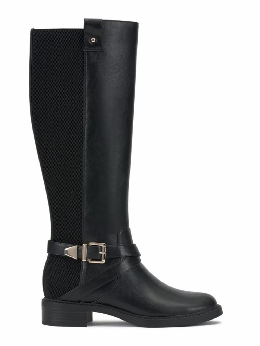 Kelly & Katie Black Knee-High Riding Boots with Buckle Detail